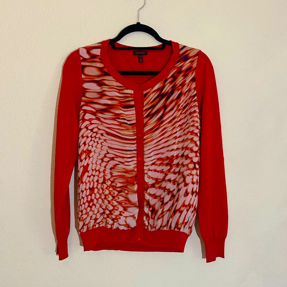 Escada Printed Silk Front 🔥 Cardigan